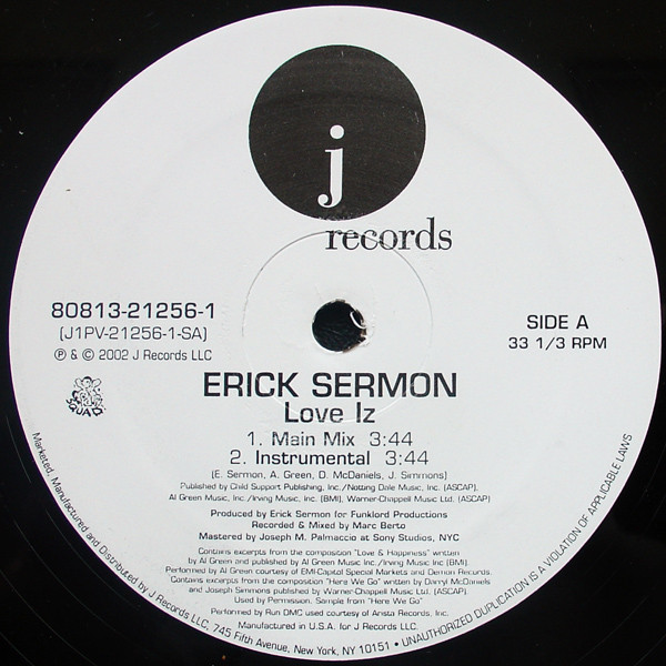 Erick Sermon - Love Iz - Used Vinyl Record 12" image 1