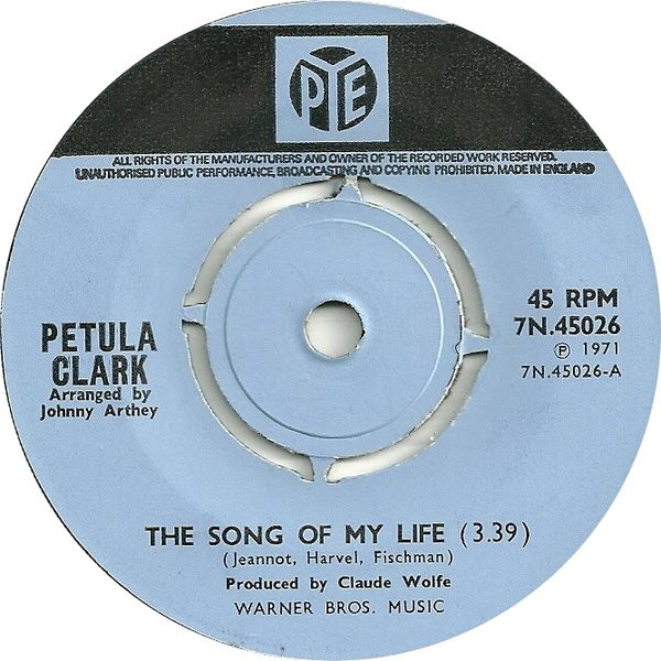Petula Clark - Song Of My Life - Used Vinyl Record 7" image 1