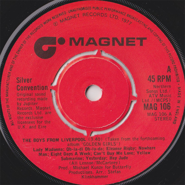 Silver Convention - Boys From Liverpool - Used Vinyl Record 7" image 1