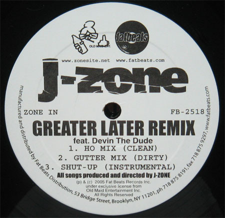 J-Zone - Greater Later Remix - Used Vinyl Record 12" image 1