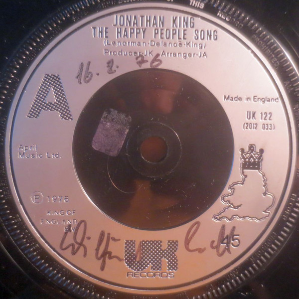 Jonathan King - Happy People Song - Used Vinyl Record 7" image 1