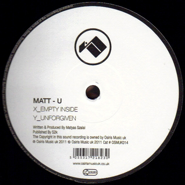 Matt U - Empty Inside / Unforgiven - Vinyl Record 12" image 1