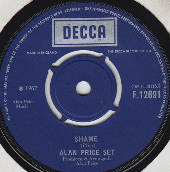 Alan Price Set - Shame - Used Vinyl Record 7" image 1