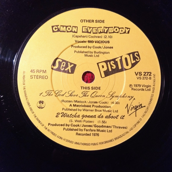 Sex Pistols - C'Mon Everybody - Used Vinyl Record 7" image 1