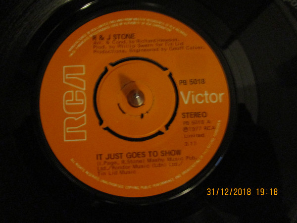 R & J Stone - It Just Goes To Show - Used Vinyl Record 7" image 1