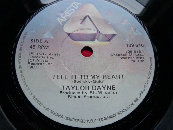 Taylor Dayne - Tell It To My Heart - Used Vinyl Record 7" image 1