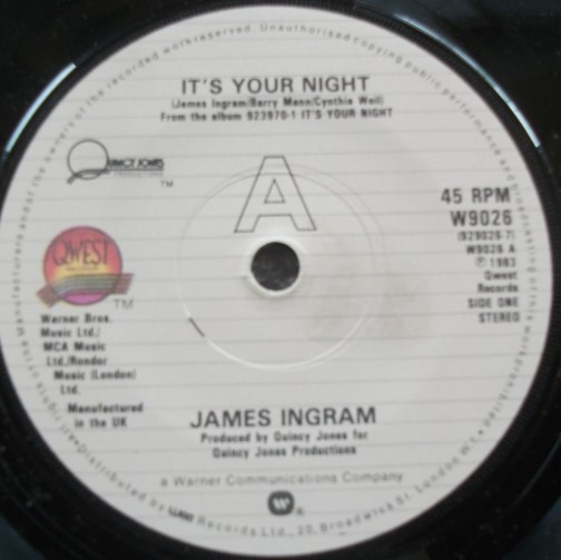 James Ingram - It's Your Night - Used Vinyl Record 7" image 1