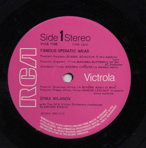 Zinka Milanov - Milanov Famous Operatic Arias - Used Vinyl Record image 1