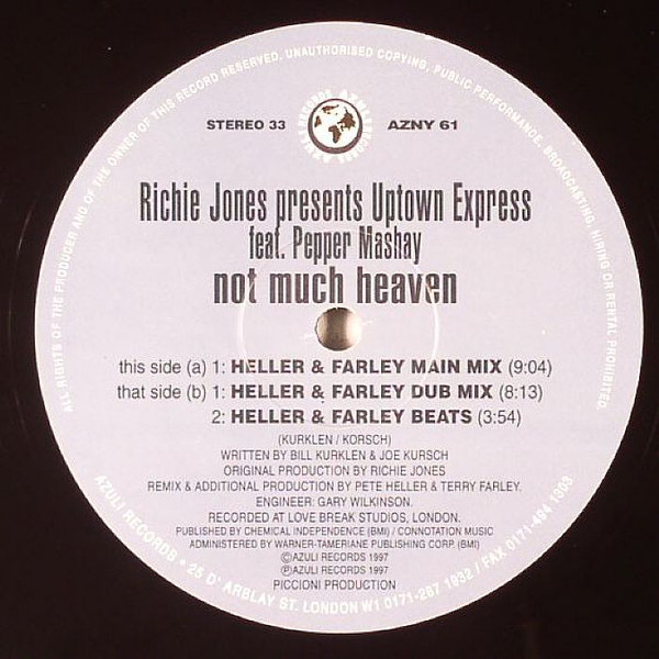Richie Jones - Not Much Heaven (Heller & Farley Remixes!) - Used Vinyl R image 1