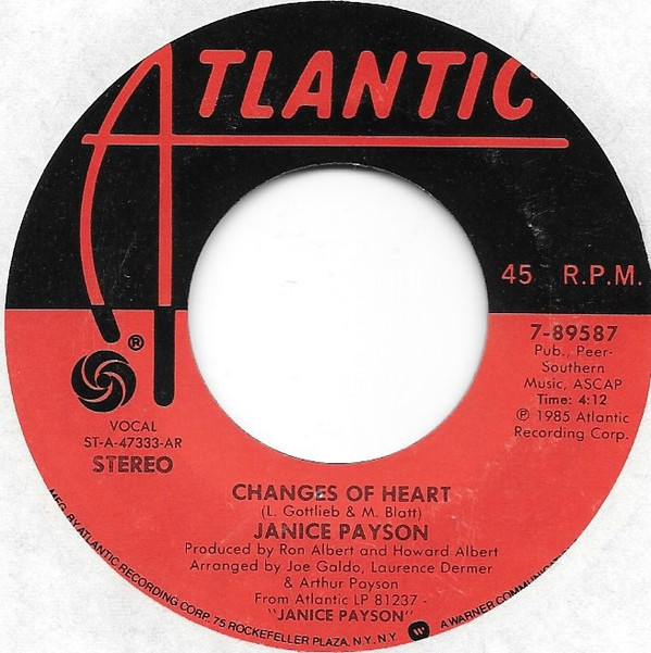 Janice Payson - Changes Of Heart - Used Vinyl Record 7" image 1