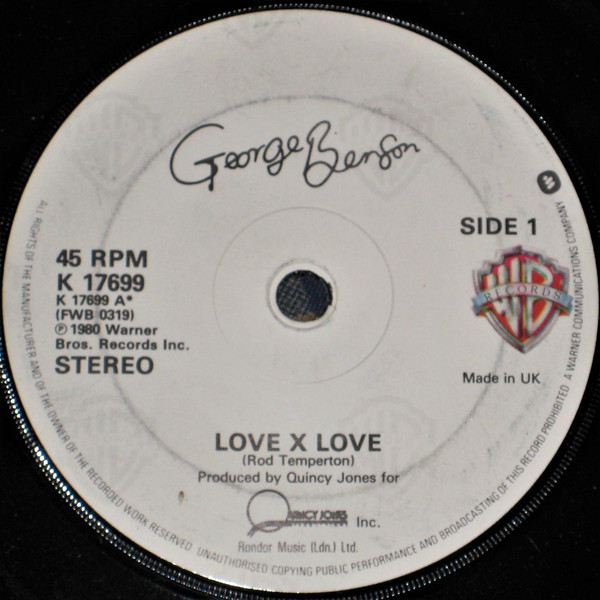 George Benson - Love X Love - Used Vinyl Record 7" image 1