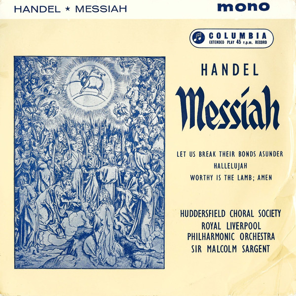 Huddersfield Choral - Handel Messiah Choruses - Used Vinyl Record 7" image 1