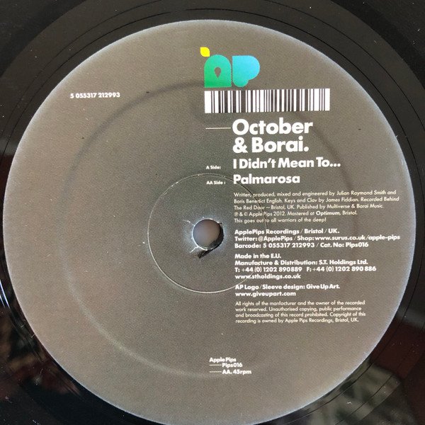 October - I Didn't Mean To / Palmarosa - Vinyl Record 12" image 1
