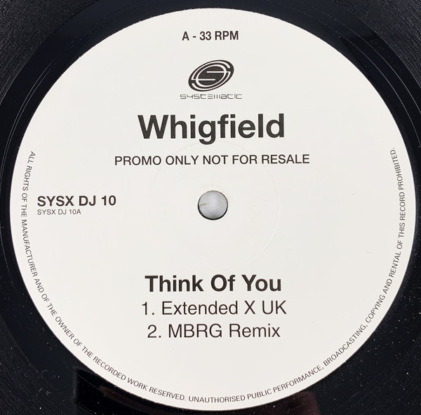 Whigfield - Think Of You (The Dance Mixes) - Vinyl Record 12" image 1