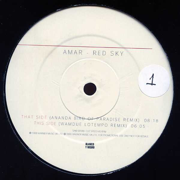 Amar - Red Sky (Wamdue Mixes) - Used Vinyl Record 12" image 1