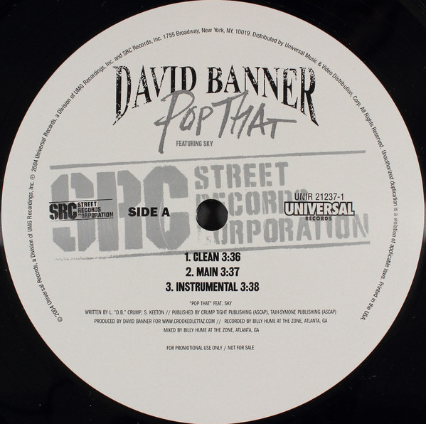 David Banner - Pop That - Used Vinyl Record 12" image 1