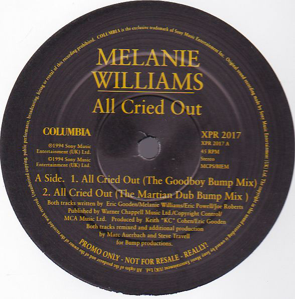 Melanie Williams - All Cried Out - Used Vinyl Record 12" image 1