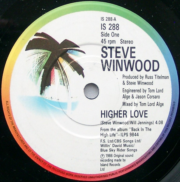 Steve Winwood - Higher Love - Used Vinyl Record 7" image 1