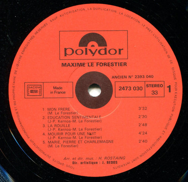 Maxime Le Forestier - Used Vinyl Record image 1