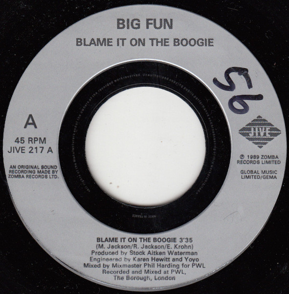 Big Fun - Blame It On The Boogie - Used Vinyl Record 7" image 1
