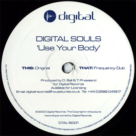 Digital Souls - Use Your Body - Used Vinyl Record 12" image 1
