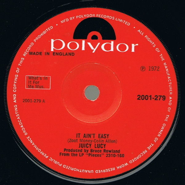 Juicy Lucy - It Ain't Easy - Used Vinyl Record 7" image 1