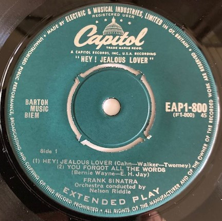 Frank Sinatra - Hey! Jealous Lover - Used Vinyl Record 7" image 1