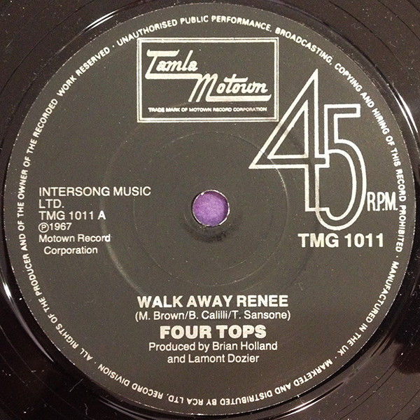 Four Tops - Walk Away Renee - Used Vinyl Record 7" image 1