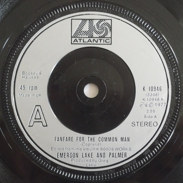 Emerson - Fanfare For The Common Man - Used Vinyl Record 7" image 1