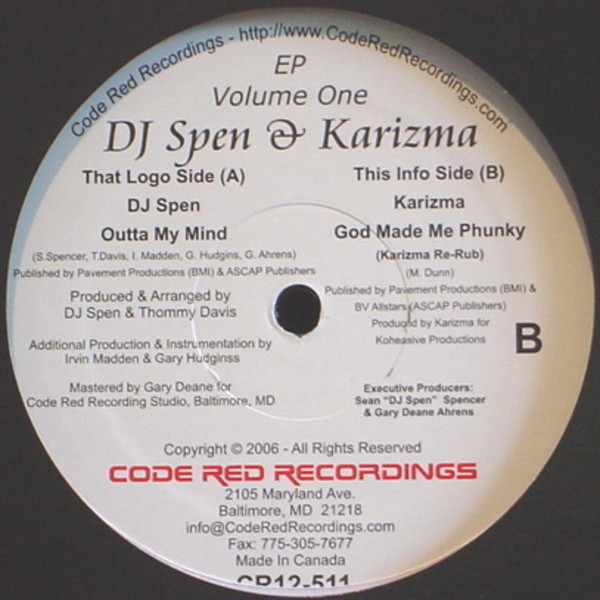 DJ Spen & Karizma - EP Volume One - Vinyl Record 12" image 1