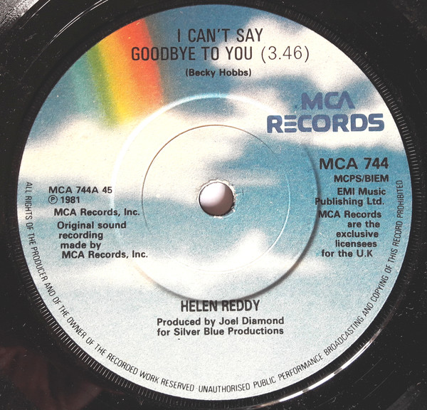 Helen Reddy - I Can't Say Goodbye To You - Used Vinyl Record 7" image 1