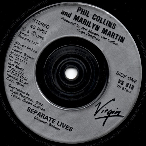 Phil Collins - Separate Lives (Love Theme From White Nights) - Used V image 1