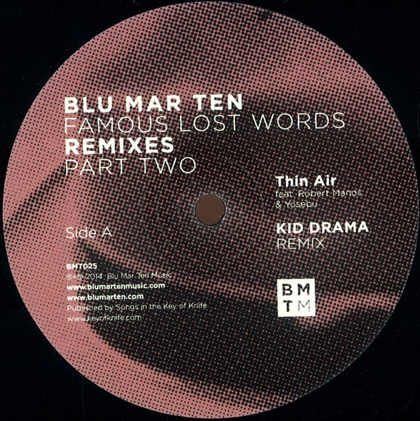 Blu Mar Ten - Famous Lost Words Remixes (Part Two) - Vinyl Record 12" image 1