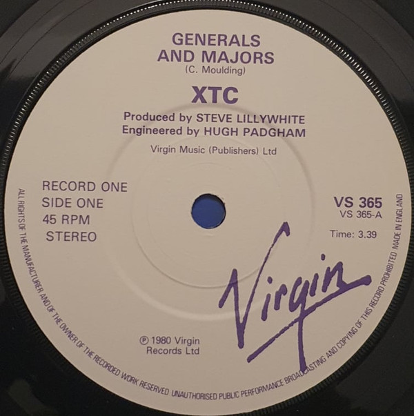 XTC - Generals And Majors - Used Vinyl Record 7" image 1