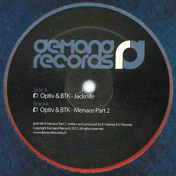 Optiv & BTK - Jacknife / Menace Part 2 - Vinyl Record 12" image 1