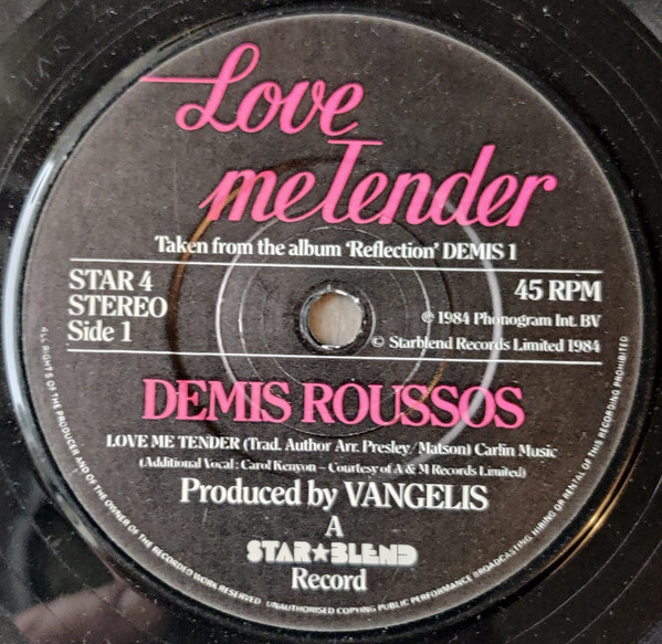 Demis Roussos - Love Me Tender - Used Vinyl Record 7" image 1