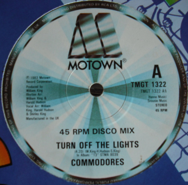 Commodores - Turn Off The Lights - Used Vinyl Record 12" image 1