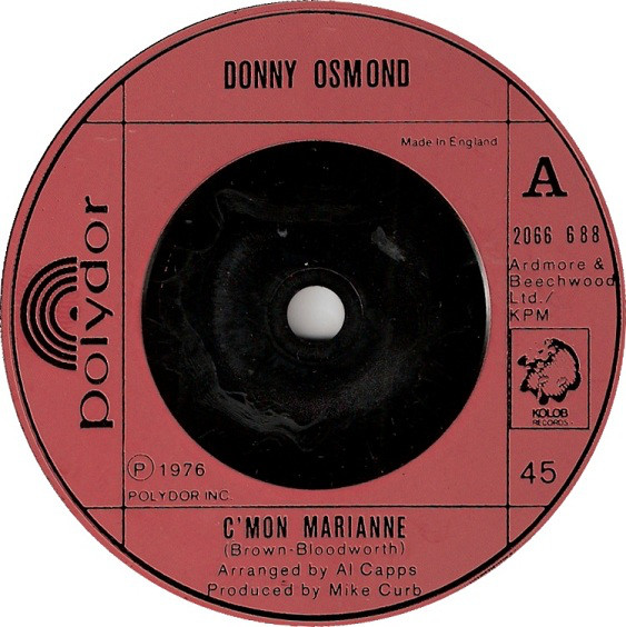 Donny Osmond - C'Mon Marianne - Used Vinyl Record 7" image 1