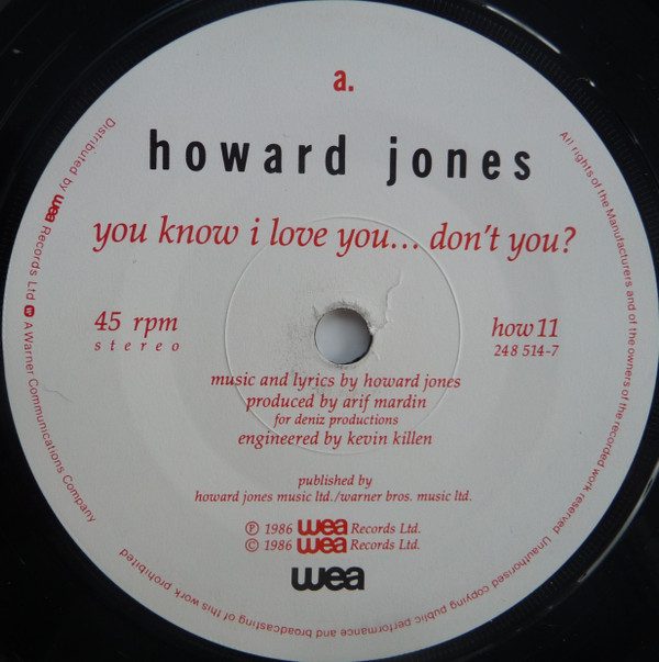 Howard Jones - You Know I Love You ... Don't You? - Used Vinyl Record image 1