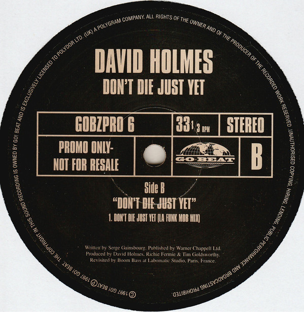 David Holmes - Don't Die Just Yet - Used Vinyl Record 12" image 1