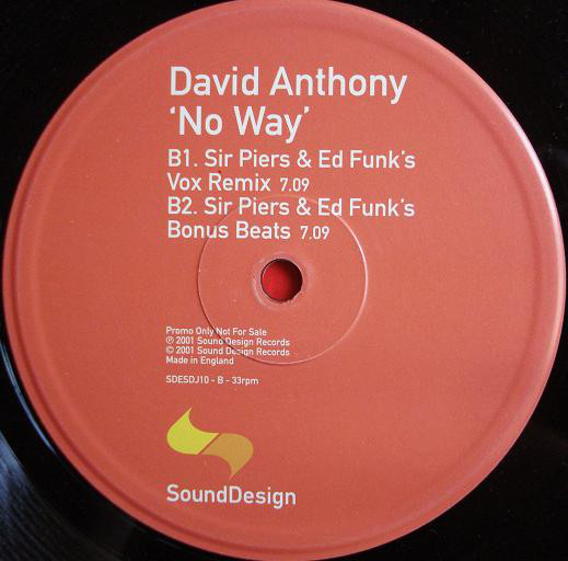 David Anthony - No Way - Used Vinyl Record 12" image 1