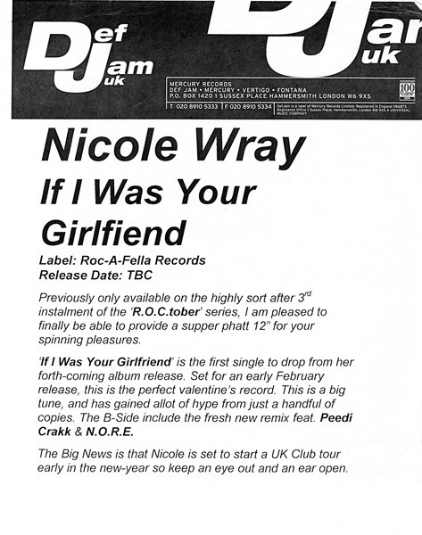 Nicole Wray - If I Was Your Girlfriend - Used Vinyl Record 12" image 1