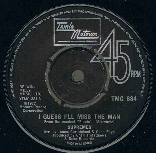 Supremes - I Guess I'll Miss The Man - Used Vinyl Record 7" image 1