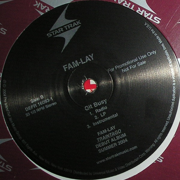 Fam-Lay - Fresh N Drivin’ / Git Busy - Used Vinyl Record 12" image 1