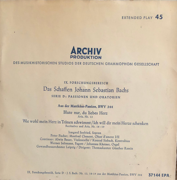 Johann Sebastian Bac - Aus Der Matthäus-Passion, BWV 244, Blute Nur, image 1