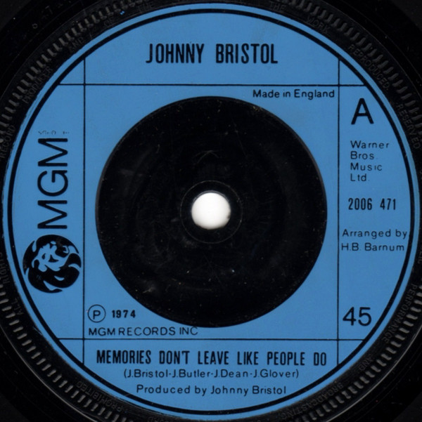 Johnny Bristol - Memories Don't Leave Like People Do - Used Vinyl Rec image 1