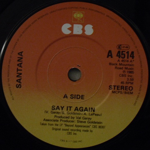 Santana - Say It Again - Used Vinyl Record 7" image 1