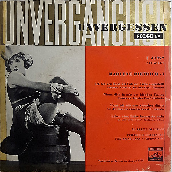 Marlene Dietrich - 1 - Used Vinyl Record 7" image 1