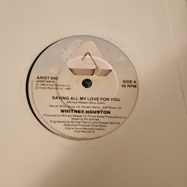 Whitney Houston - Saving All My Love For You - Used Vinyl Record 7" image 1