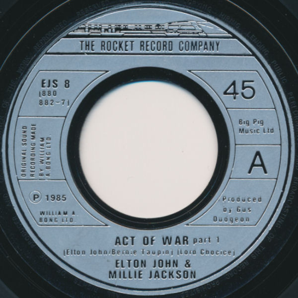 Elton John - Act Of War - Used Vinyl Record 7" image 1